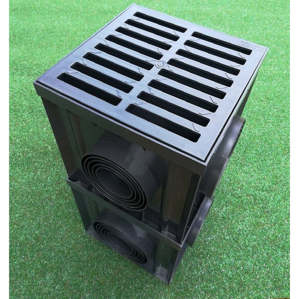 Hofablauf 300x300 mit Aufsatz schwarz Kl.A15 KG Rohr Hofsinkkasten Hofeinlauf Schacht