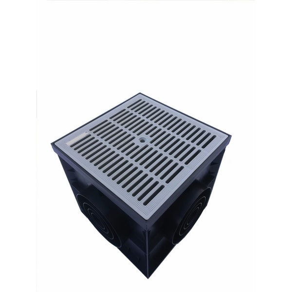 Hofablauf 30x30cm Kunststoff grau Flachrinne Entwässerungsrinne Schlitzrinne Siphon