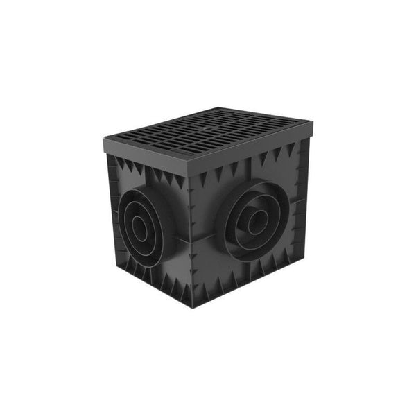 Hofablauf 30x30cm Kunststoff schwarz Flachrinne Entwässerungsrinne Schlitzrinne Siphon