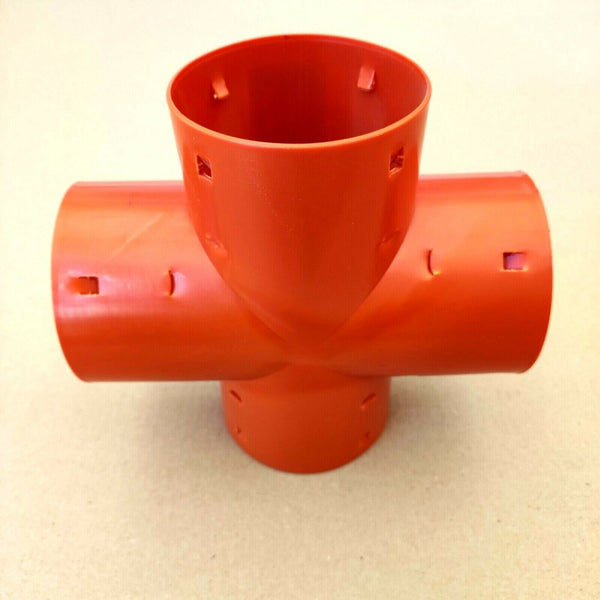 Kreuz-Stück DN100 Drainagerohr Sickerschacht Drainageschlauch Regenablauf Filter