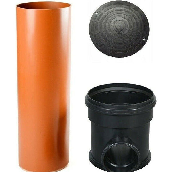 KG Abwasserrohr DN315 Mit Boden & Deckel – 1 M, Orange, PVC-U, Für Regen- & Schmutzwasser